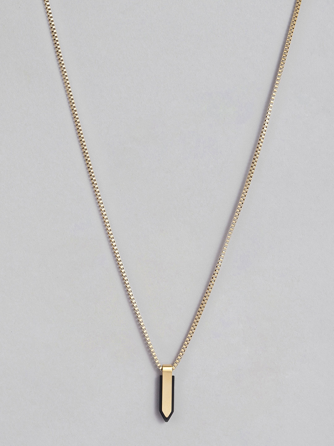 

MVMT Men Brass-Plated Geometric Shape Pendant with Chain, Gold