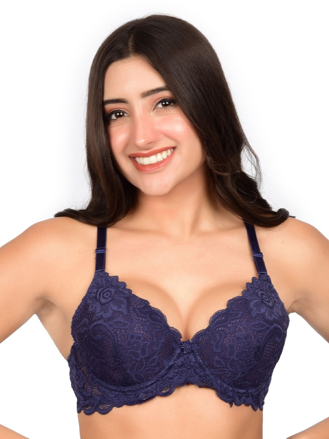 

bare dezire Medium Coverage Underwired Lightly Padded Push-Up Bra, Navy blue