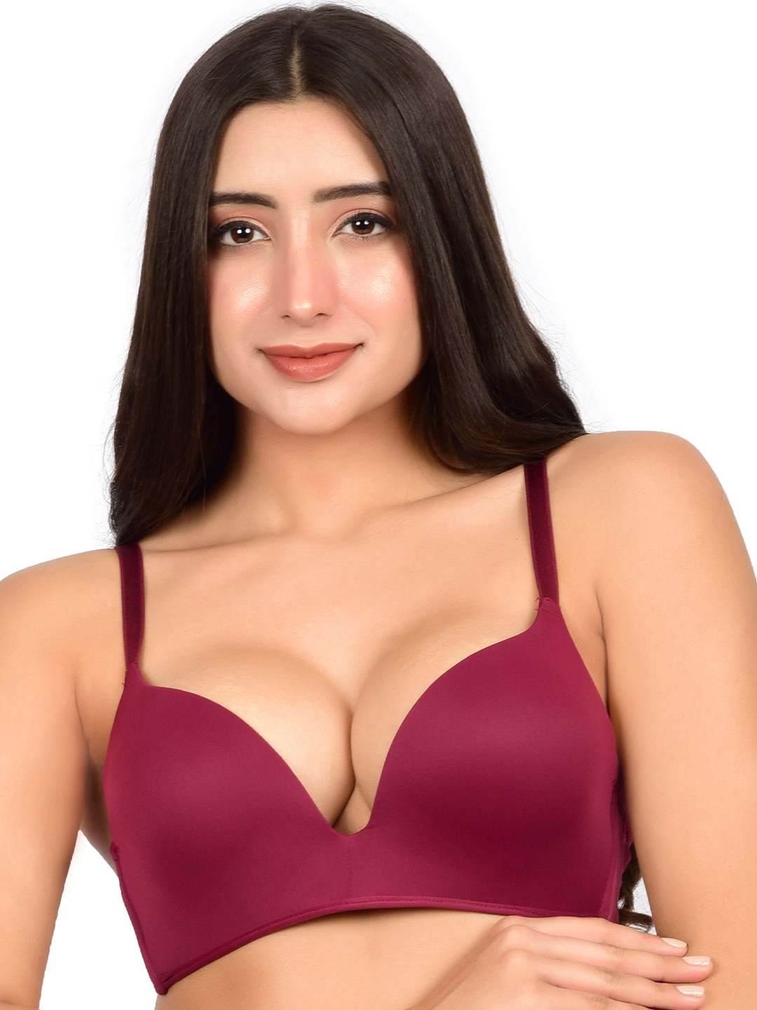 

bare dezire Medium Coverage Underwired Lightly Padded Plunge bra, Red