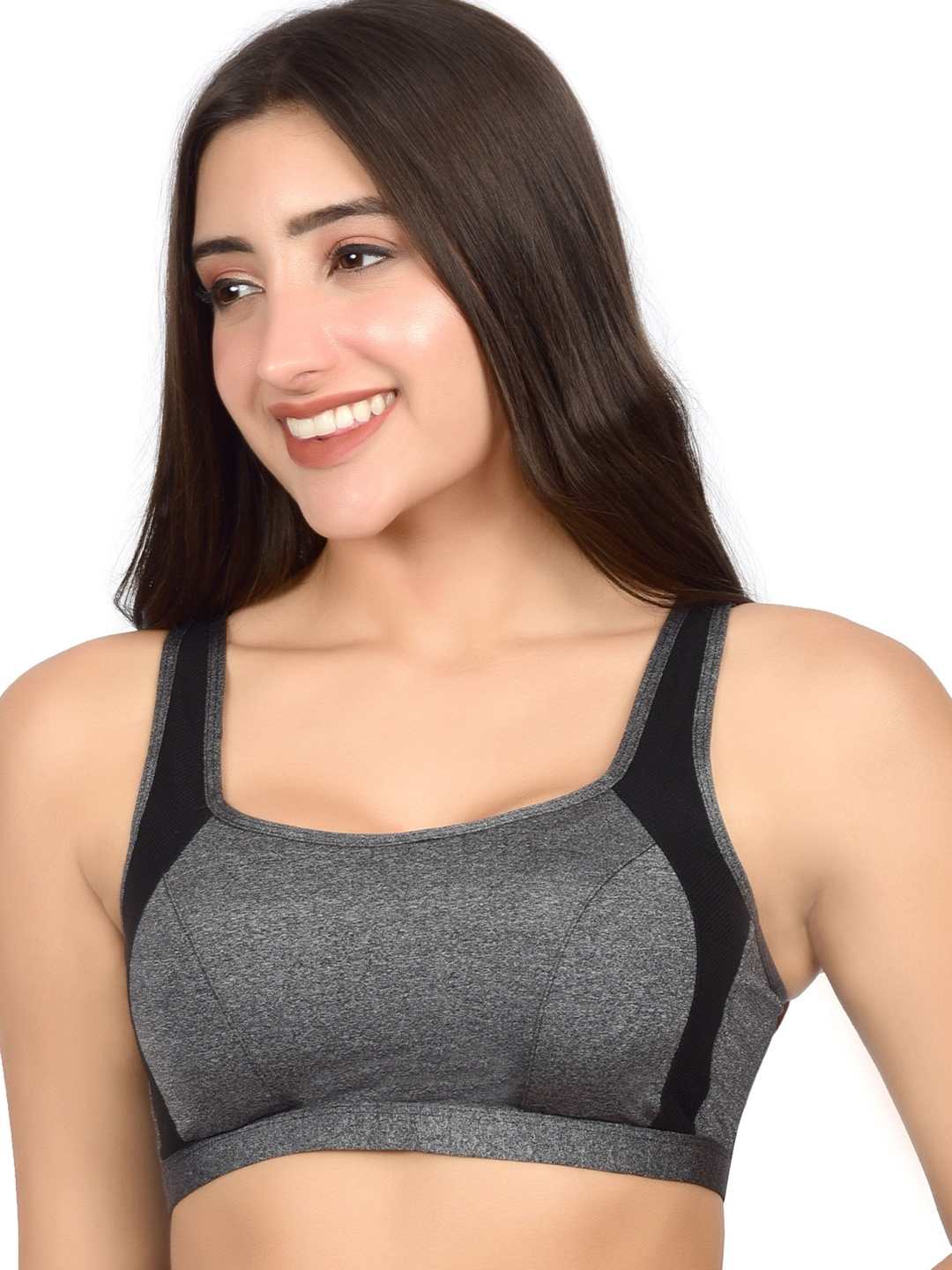 

bare dezire Colourblocked Bra Full Coverage Workout Bra, Grey