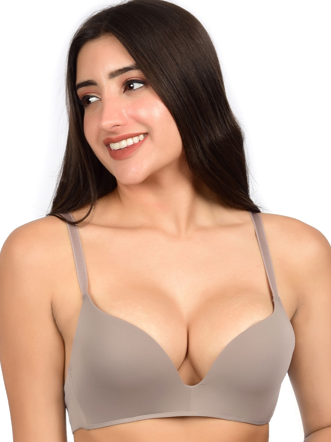 

bare dezire Medium Coverage Underwired Lightly Padded Plunge Bra, Brown