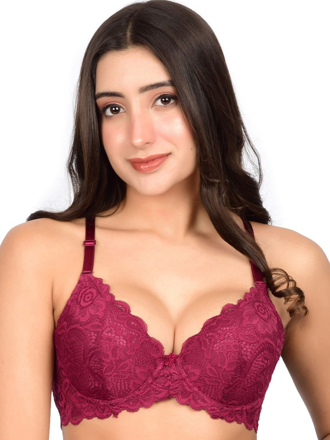 

bare dezire Medium Coverage Underwired Lightly Padded Push-Up Bra, Red