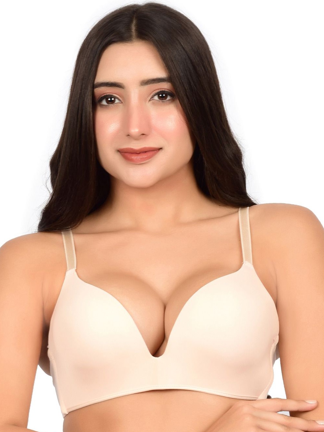 

bare dezire Medium Coverage Underwired Lightly Padded Plunge Bra, Cream