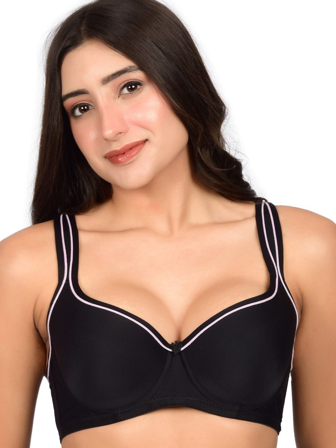 

bare dezire Medium Coverage Underwired Lightly Padded Push-Up Bra, Black