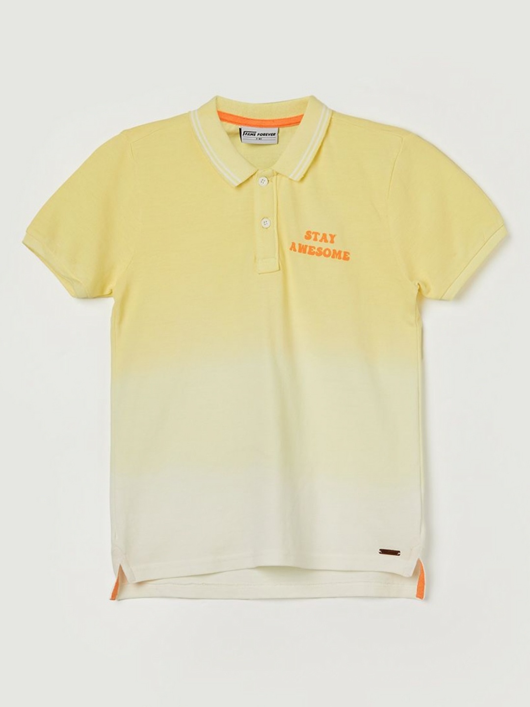 

Fame Forever by Lifestyle Boys Graphic Printed Polo Collar Cotton T-shirt, Yellow