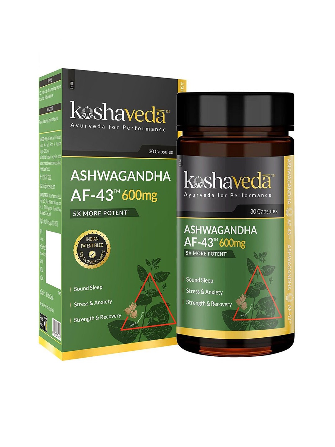 

Koshaveda Men Ashwagandha AF-43 600mg Capsules - 30 Capsules, Brown