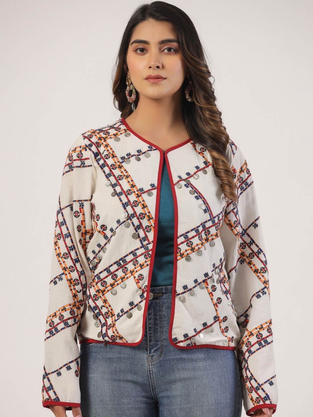 

Zolo Label Women Embroidered Tailored Jacket, White