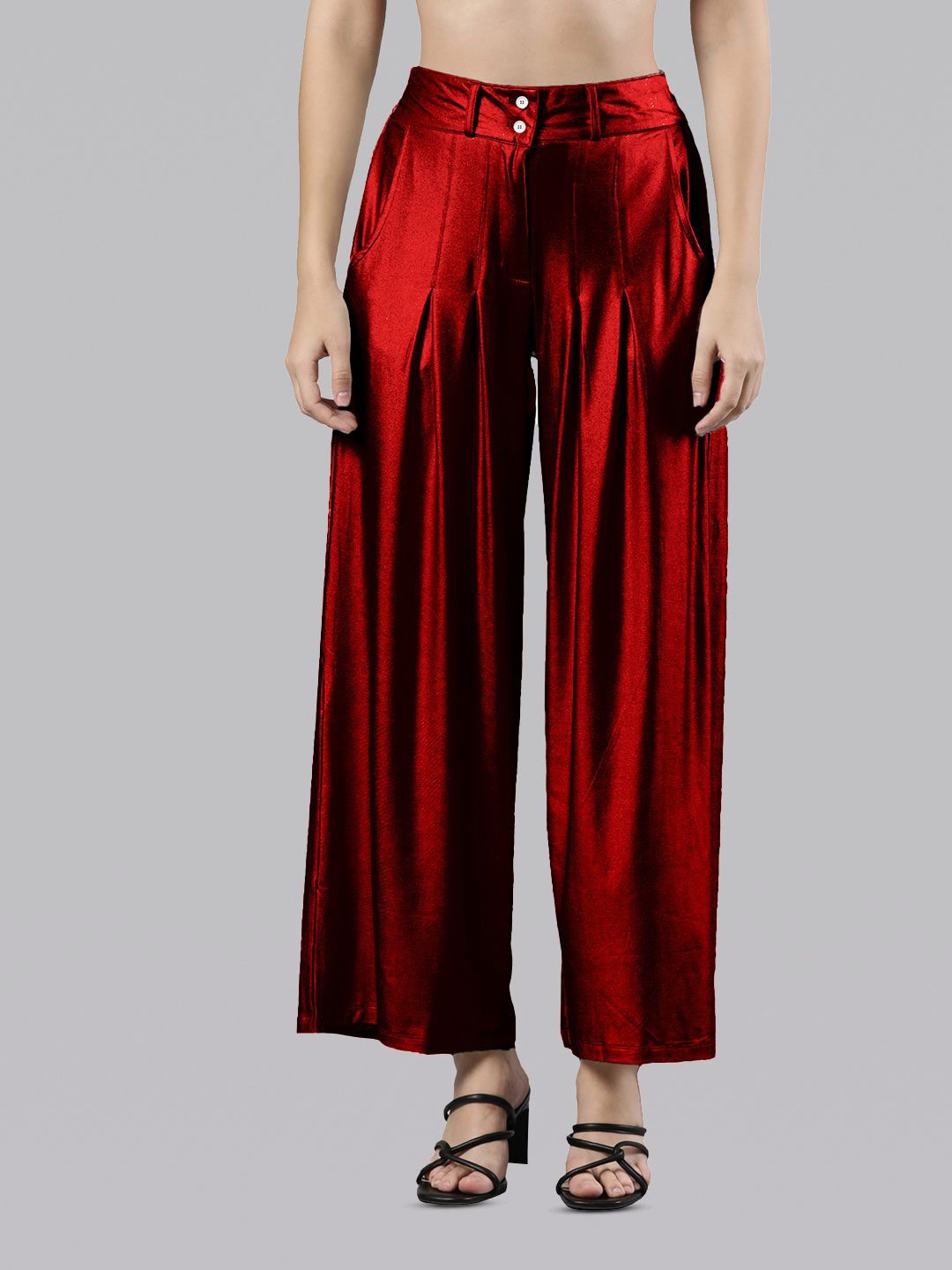 

Femmora Women Flared Palazzos, Maroon