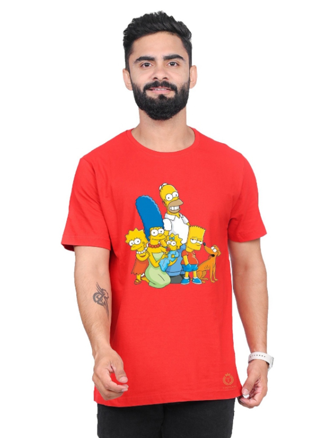 

TAJNAN Men Printed Applique T-shirt, Red