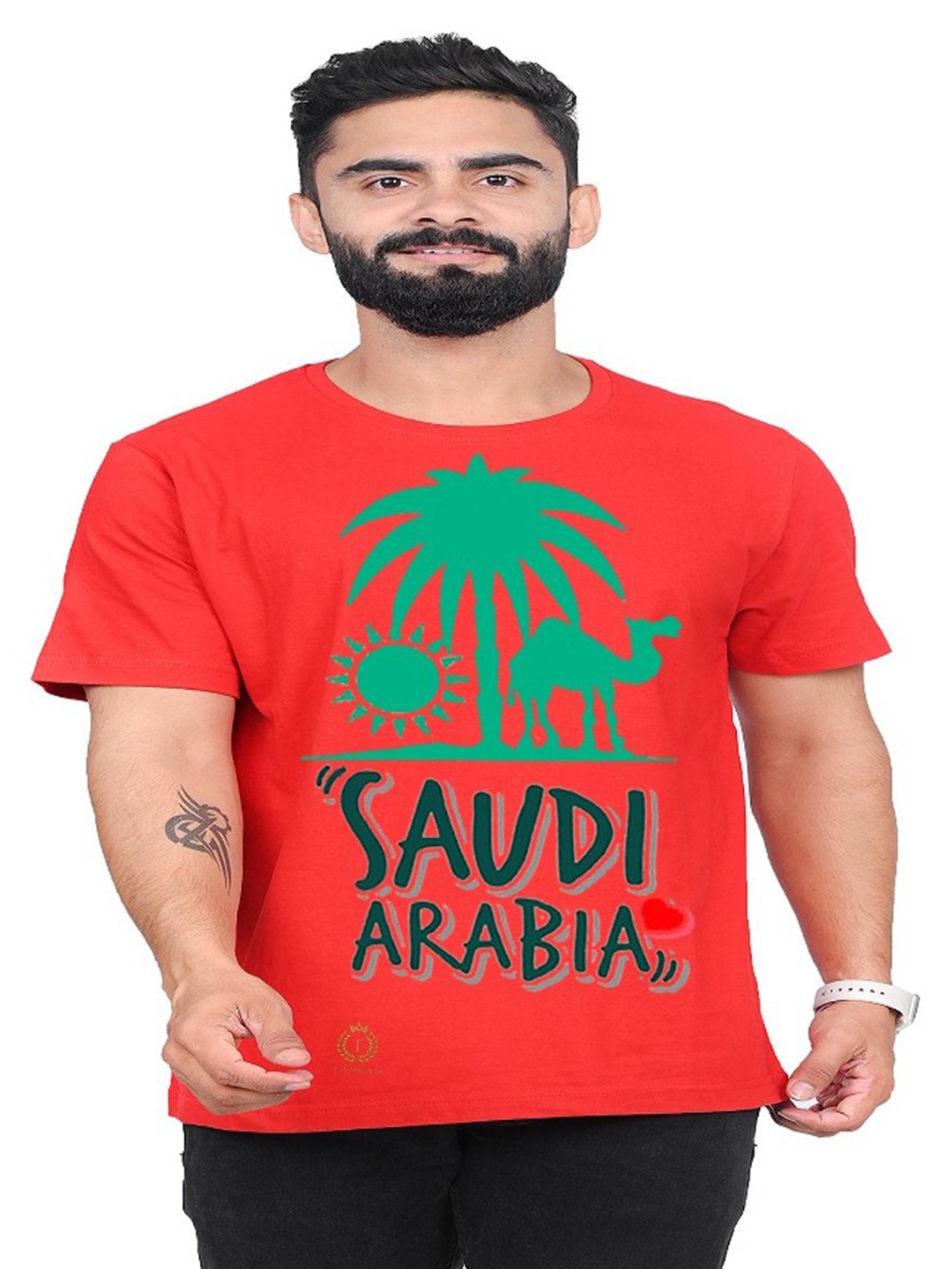 

TAJNAN Men Typography Printed T-shirt, Red