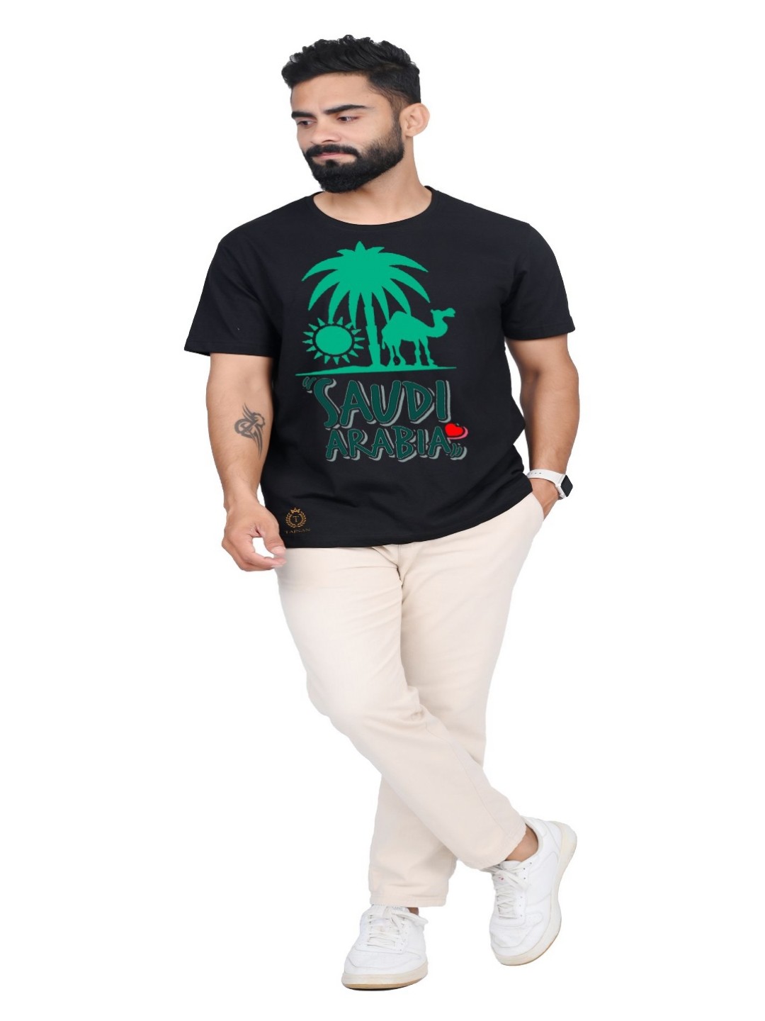 

TAJNAN Men Typography Printed T-shirt, Black