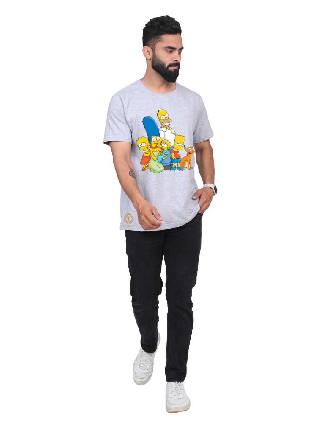 

TAJNAN Men Graphic Printed Round Neck T-shirt, Grey