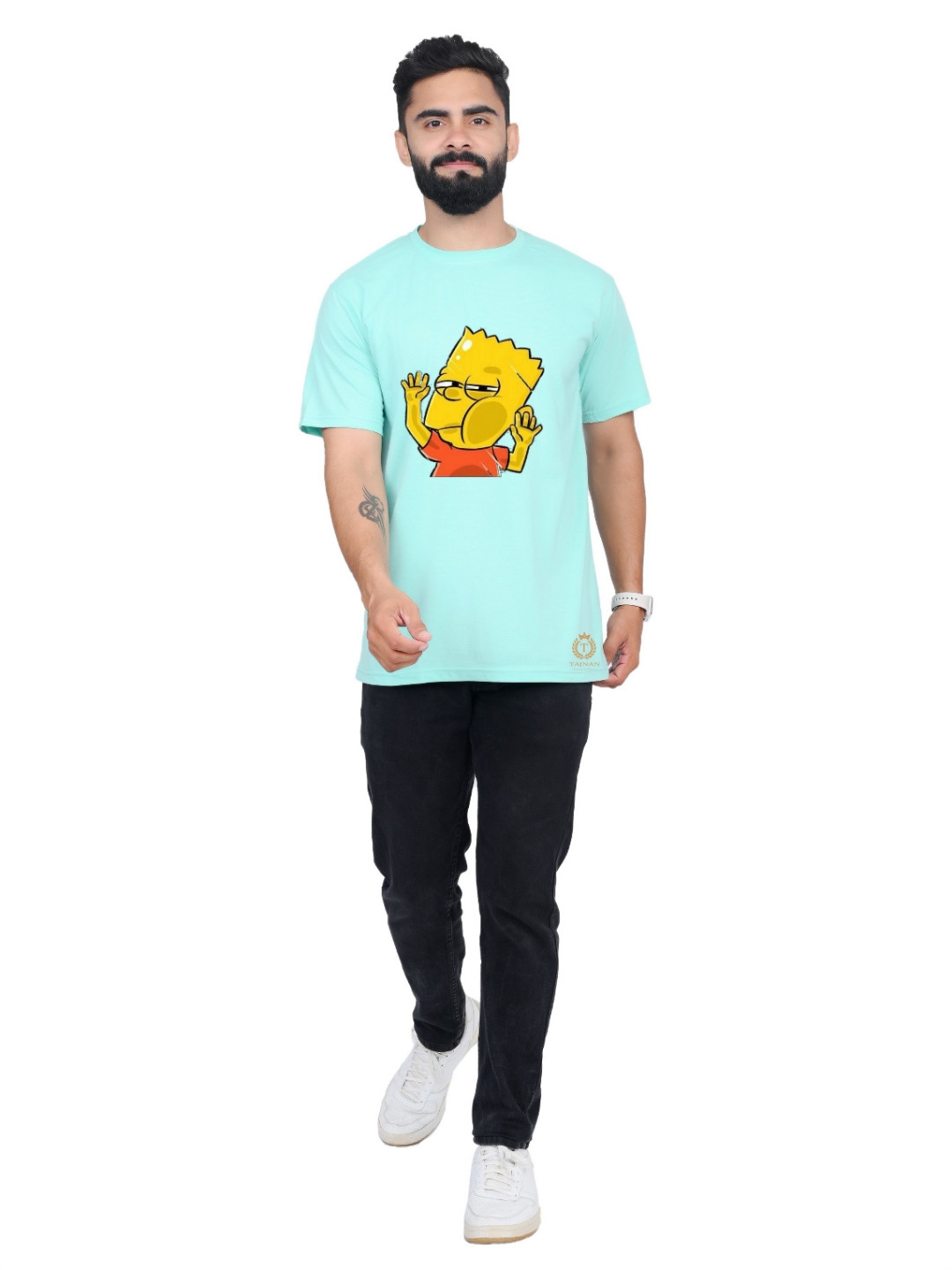 

TAJNAN Men Graphic Printed Round Neck T-shirt, Blue