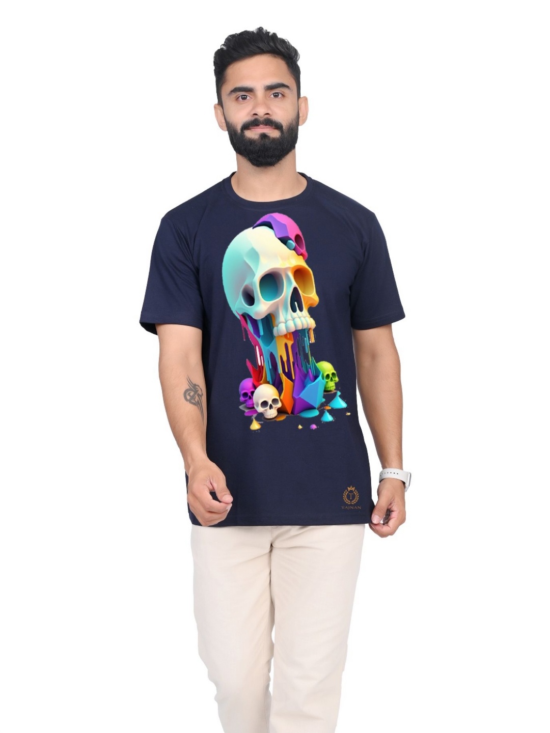 

TAJNAN Men Graphic Printed Round Neck T-shirt, Blue