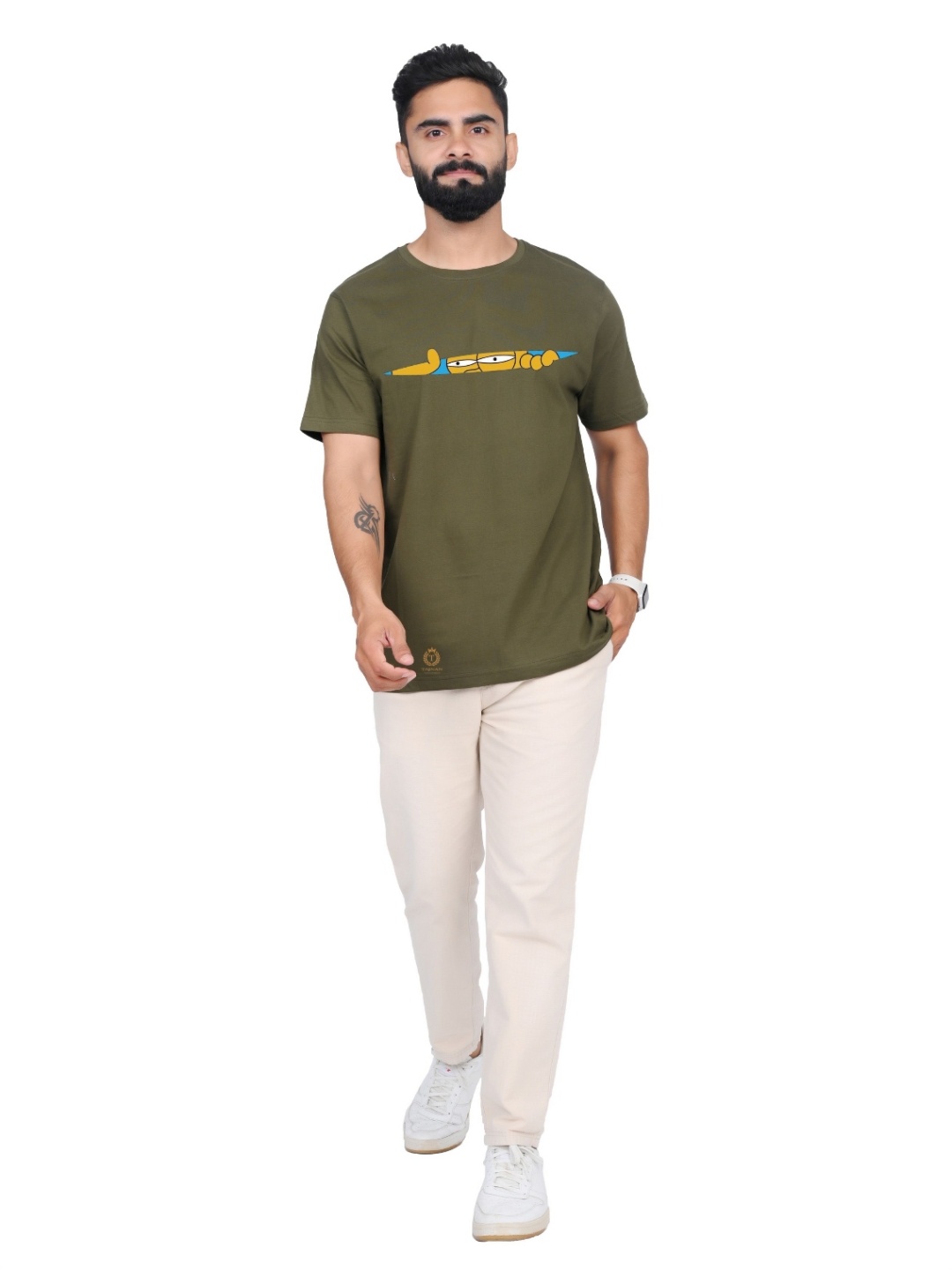 

TAJNAN Men Graphic Printed Round Neck T-shirt, Green