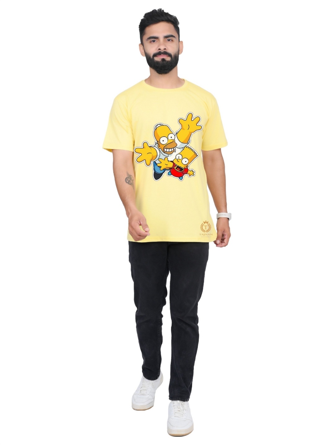 

TAJNAN Men Graphic Printed Round Neck T-shirt, Yellow