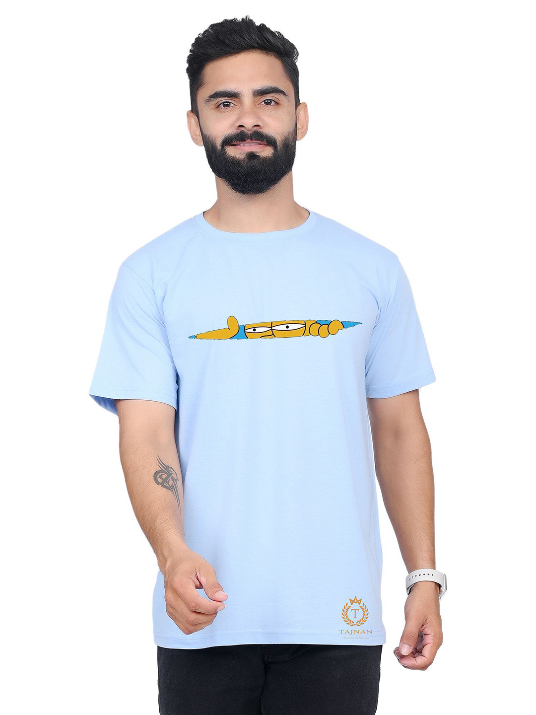 

TAJNAN Men Graphic Printed Round Neck T-shirt, Blue