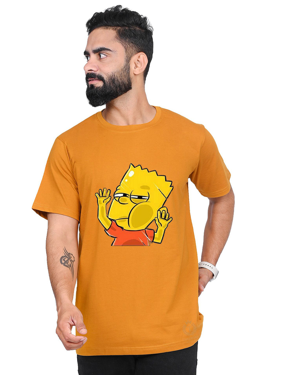 

TAJNAN Men Graphic Printed Round Neck T-shirt, Orange