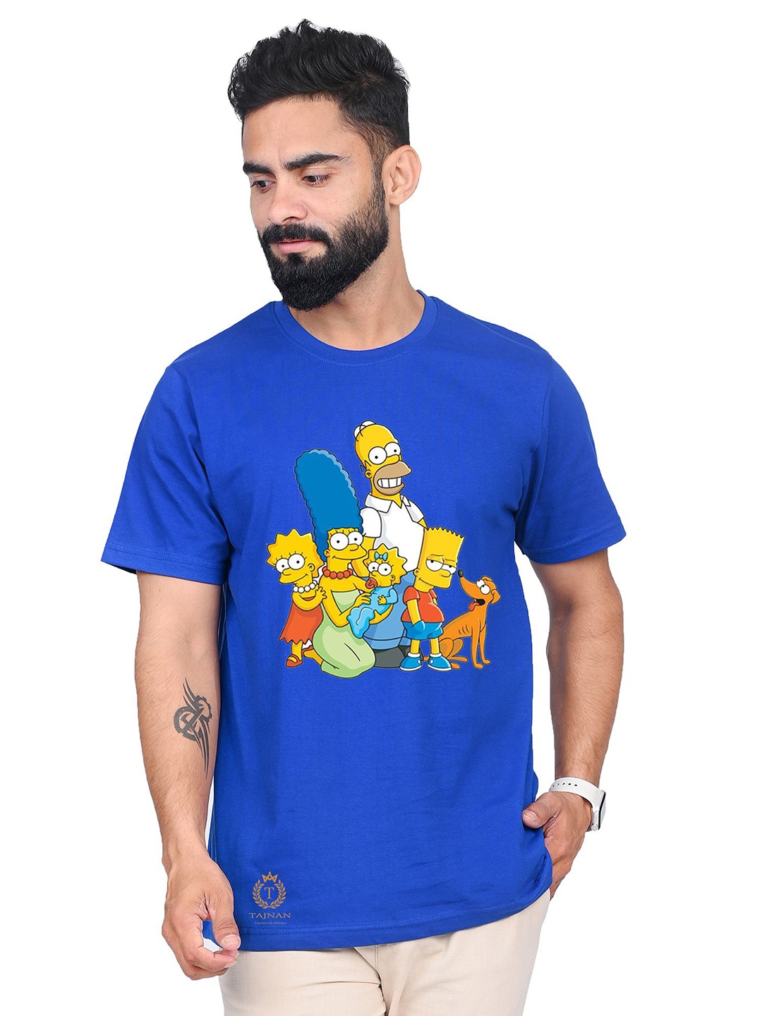 

TAJNAN Men Graphic Printed Round Neck T-shirt, Blue