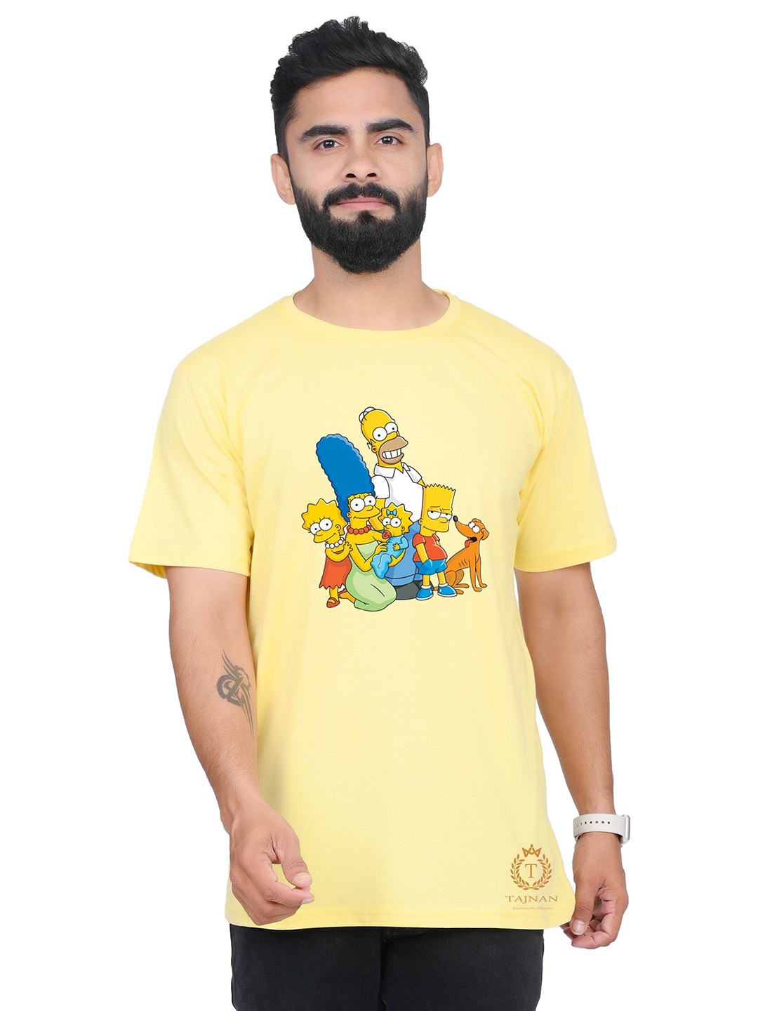 

TAJNAN Men Graphic Printed Round Neck T-shirt, Yellow