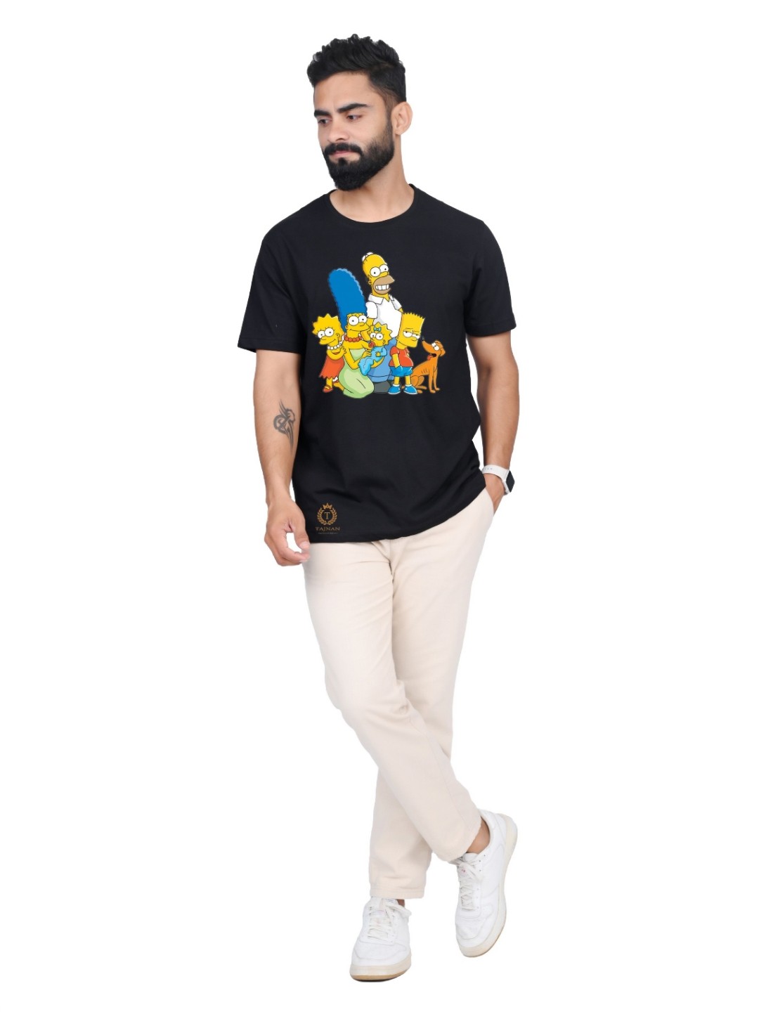 

TAJNAN Men Graphic Printed Round Neck T-shirt, Black