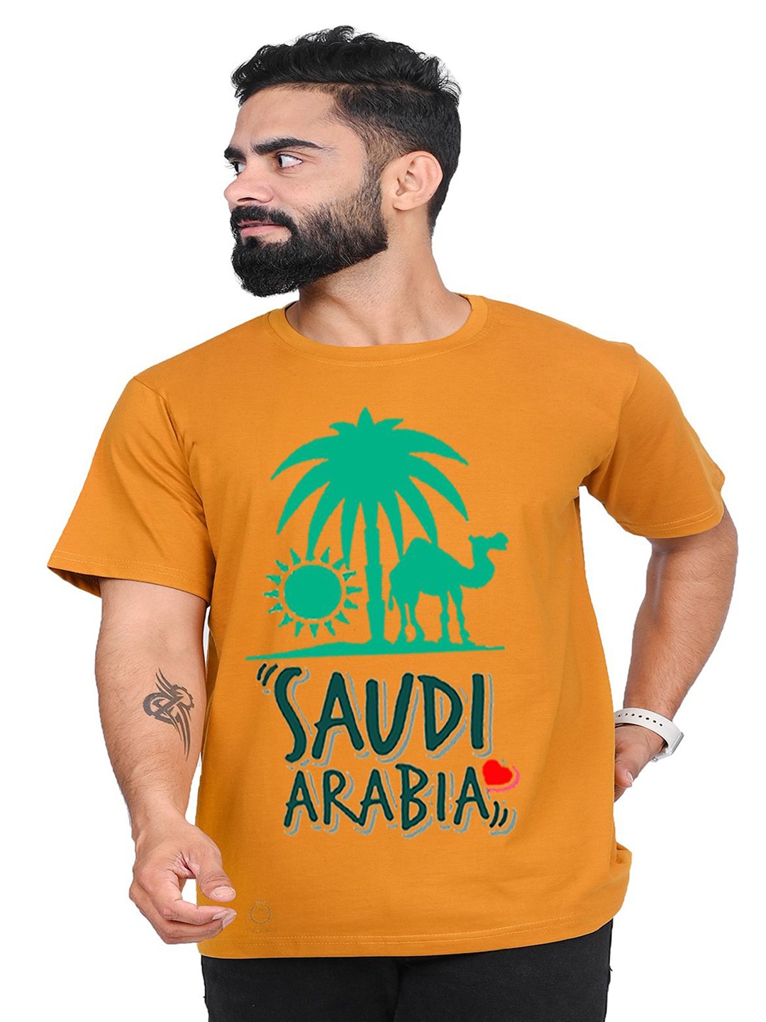 

TAJNAN Men Typography Printed T-shirt, Orange