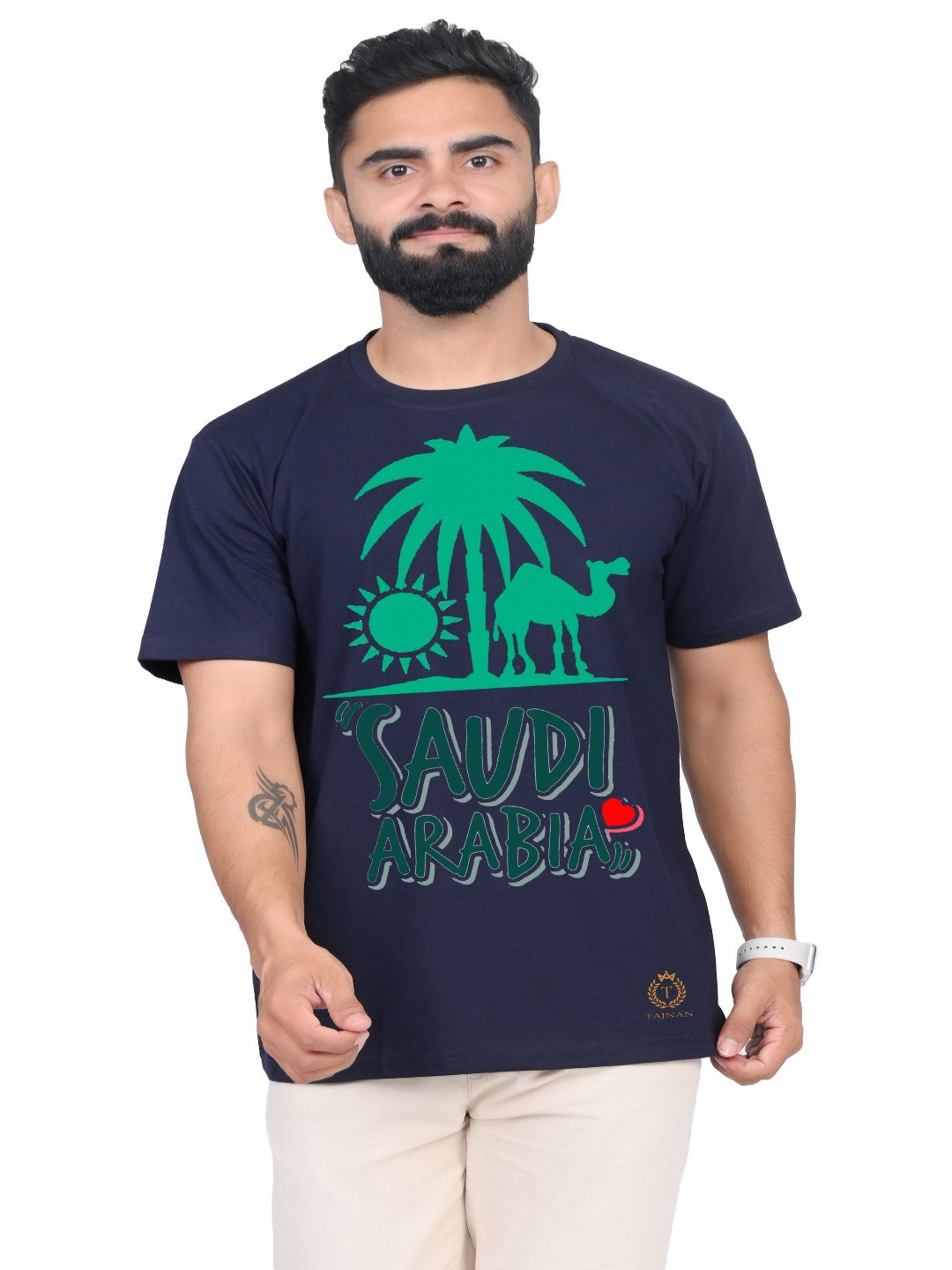 

TAJNAN Men Typography Printed T-shirt, Blue