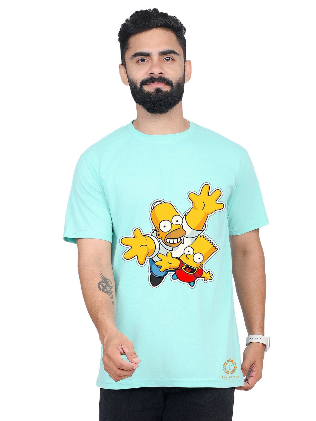 

TAJNAN Men Graphic Printed Round Neck T-shirt, Blue