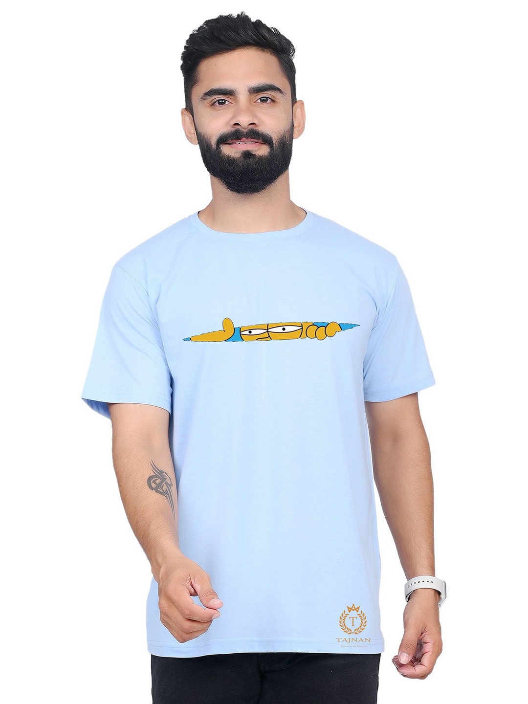 

TAJNAN Men Applique T-shirt, Blue