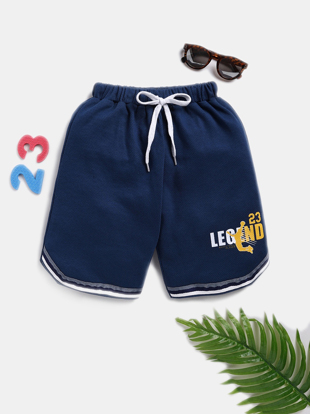 

Here&Now X Game Begins Boys Typography Printed Pure Cotton Sports Shorts, Navy blue