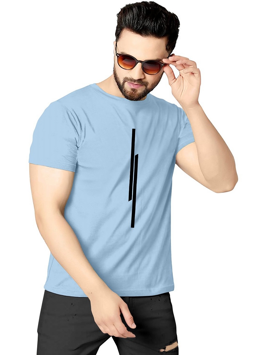 

HAPPY KHAJANA Men Graphic Printed Round Neck T-shirt, Blue