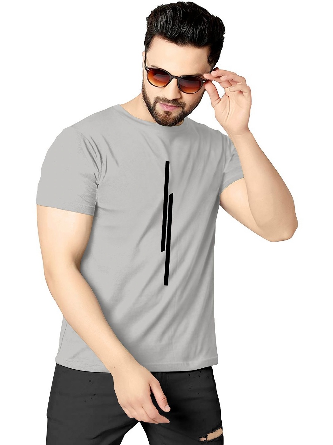 

HAPPY KHAJANA Men Graphic Printed Round Neck T-shirt, Grey
