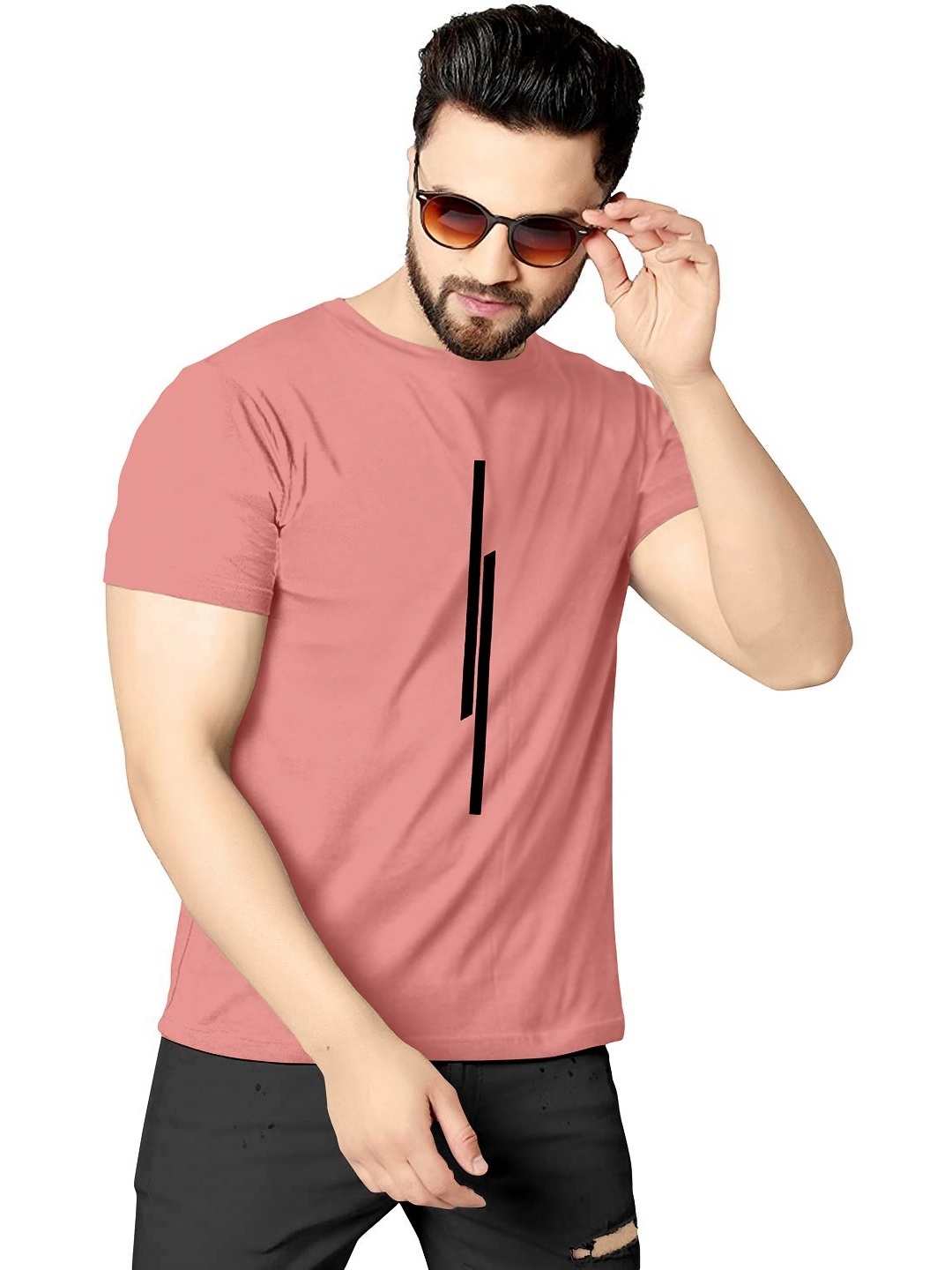 

HAPPY KHAJANA Men Graphic Printed Round Neck T-shirt, Pink