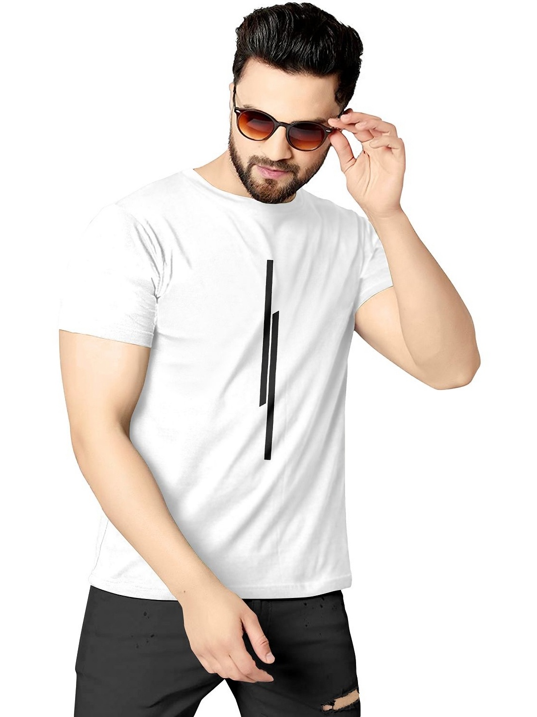 

HAPPY KHAJANA Men Graphic Printed Round Neck T-shirt, White