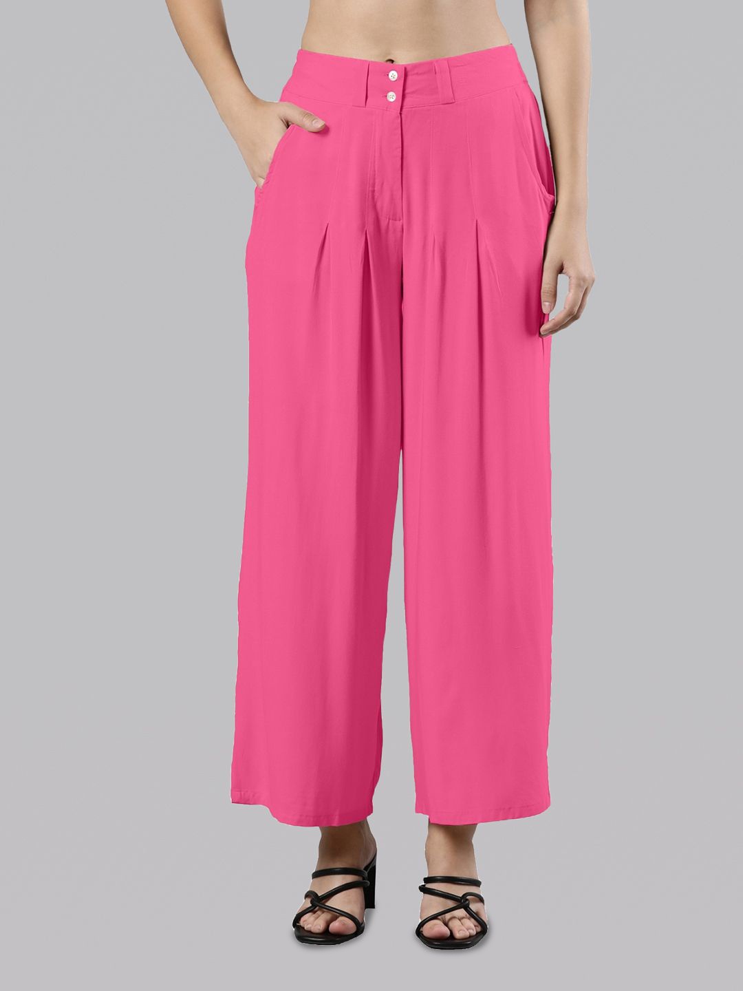 

Femmora Women Flared Palazzos, Rose