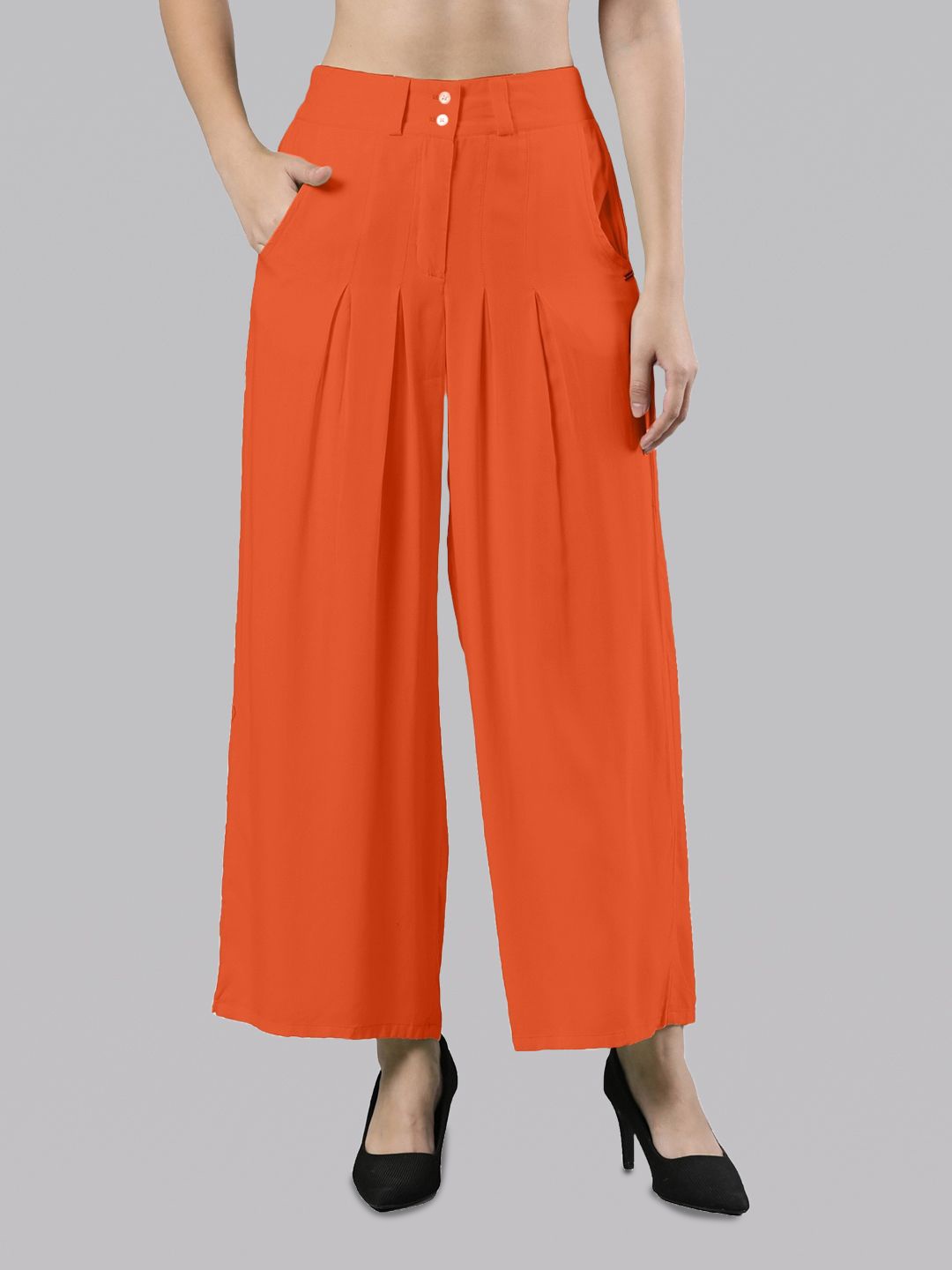 

Femmora Women Flared Palazzos, Orange