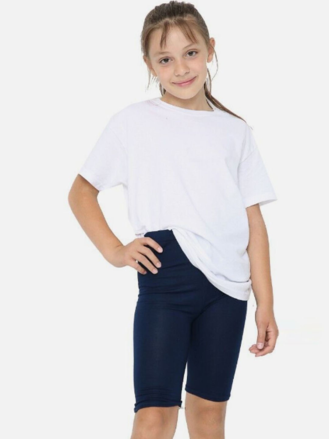 

VELOZ Girls Skinny Fit Elastostretch Cycling Sports Shorts, Navy blue
