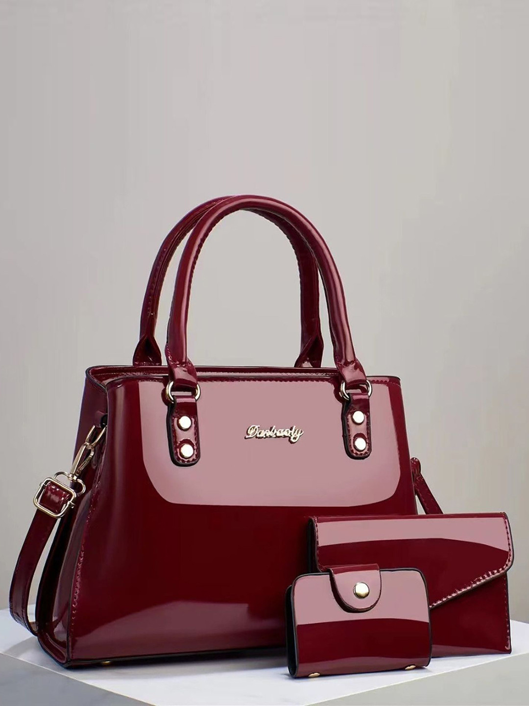 

SYGA Colourblocked PU Structured Handheld Bag, Red