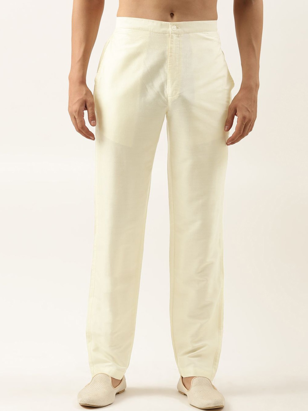 

TheEthnic.Co Men Mid-Rise Slim Fit Pyjamas, Cream