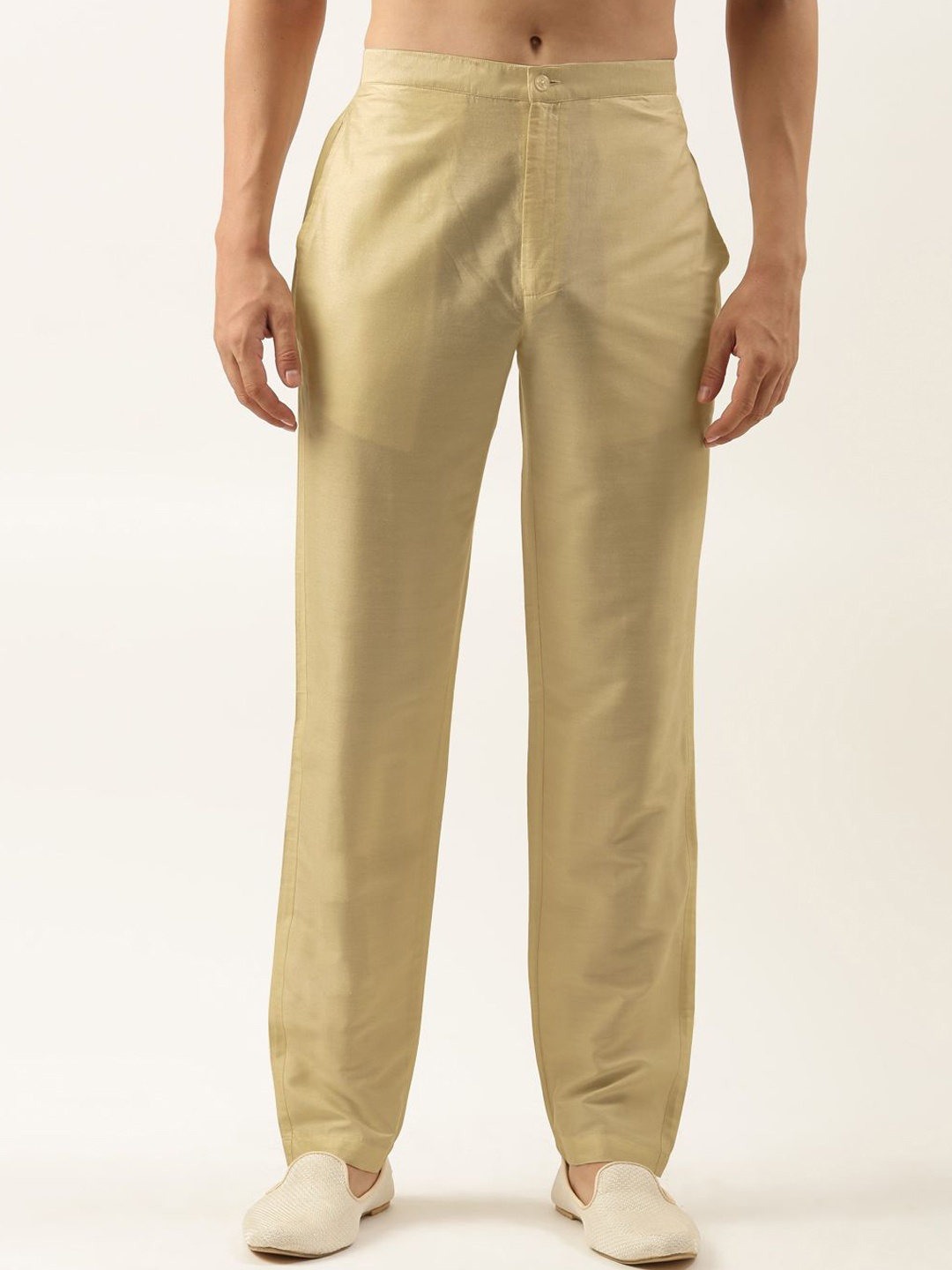 

TheEthnic.Co Men Cotton Silk Pyjamas, Gold