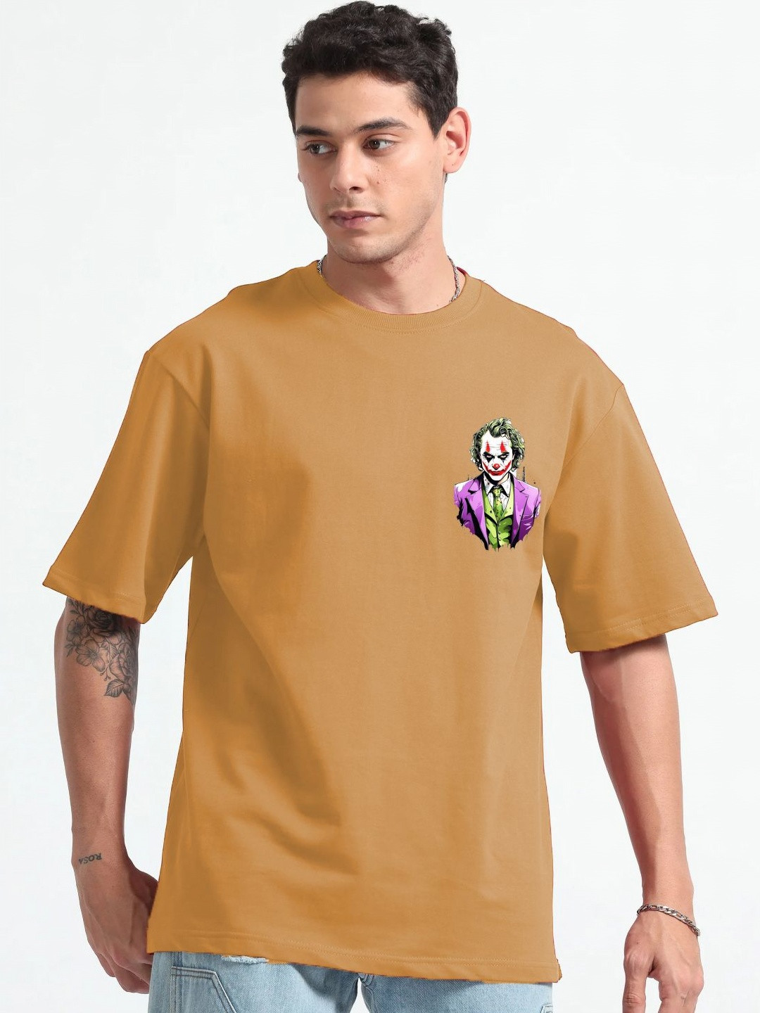 

CLAFOUTIS Men Typography Printed Applique T-shirt, Yellow