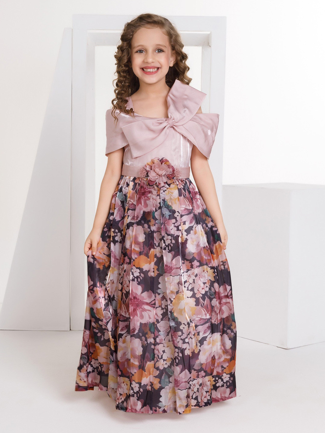 

Peppermint Floral Print Maxi Gown Dress, Peach