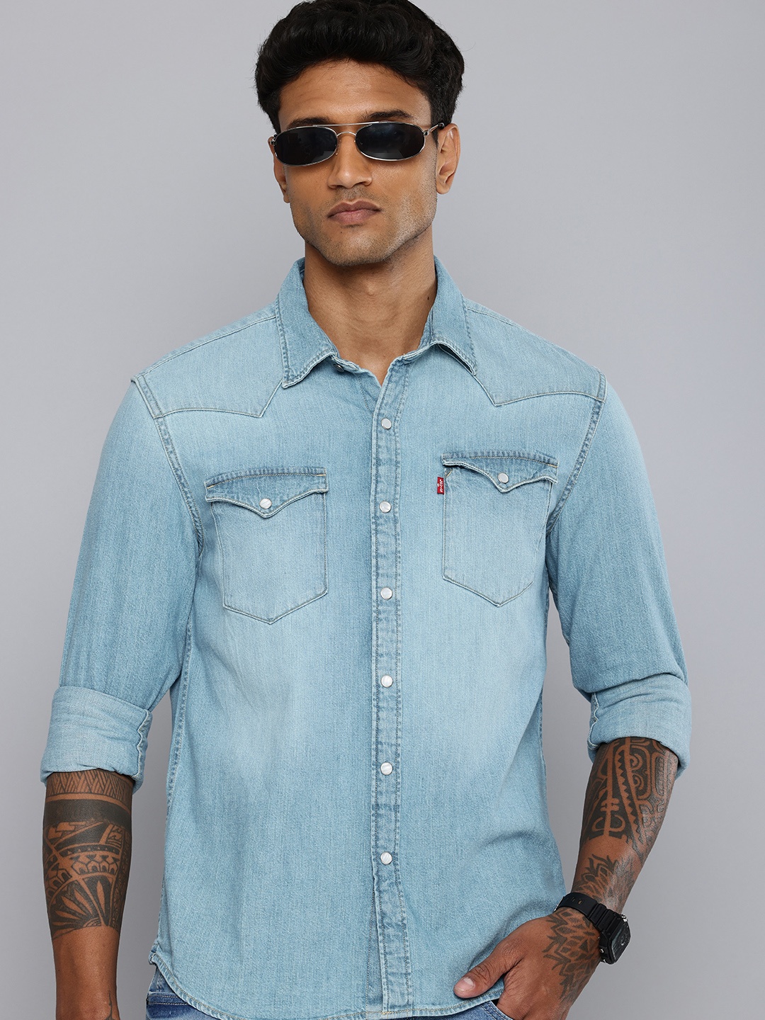 

Levis Slim Fit Opaque Pure Cotton Casual Shirt, Blue