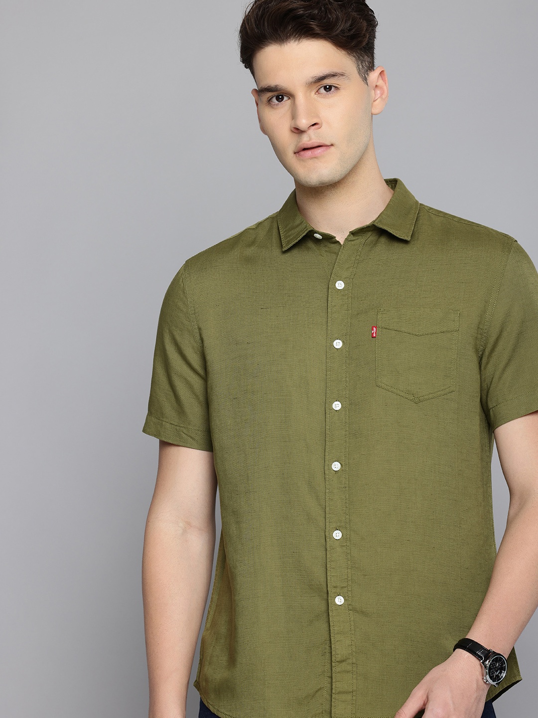 

Levis Slim Fit Opaque Casual Shirt, Green