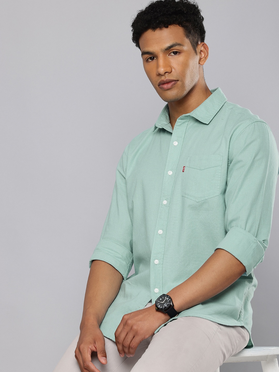 

Levis Pure Cotton Slim Fit Opaque Casual Shirt, Blue