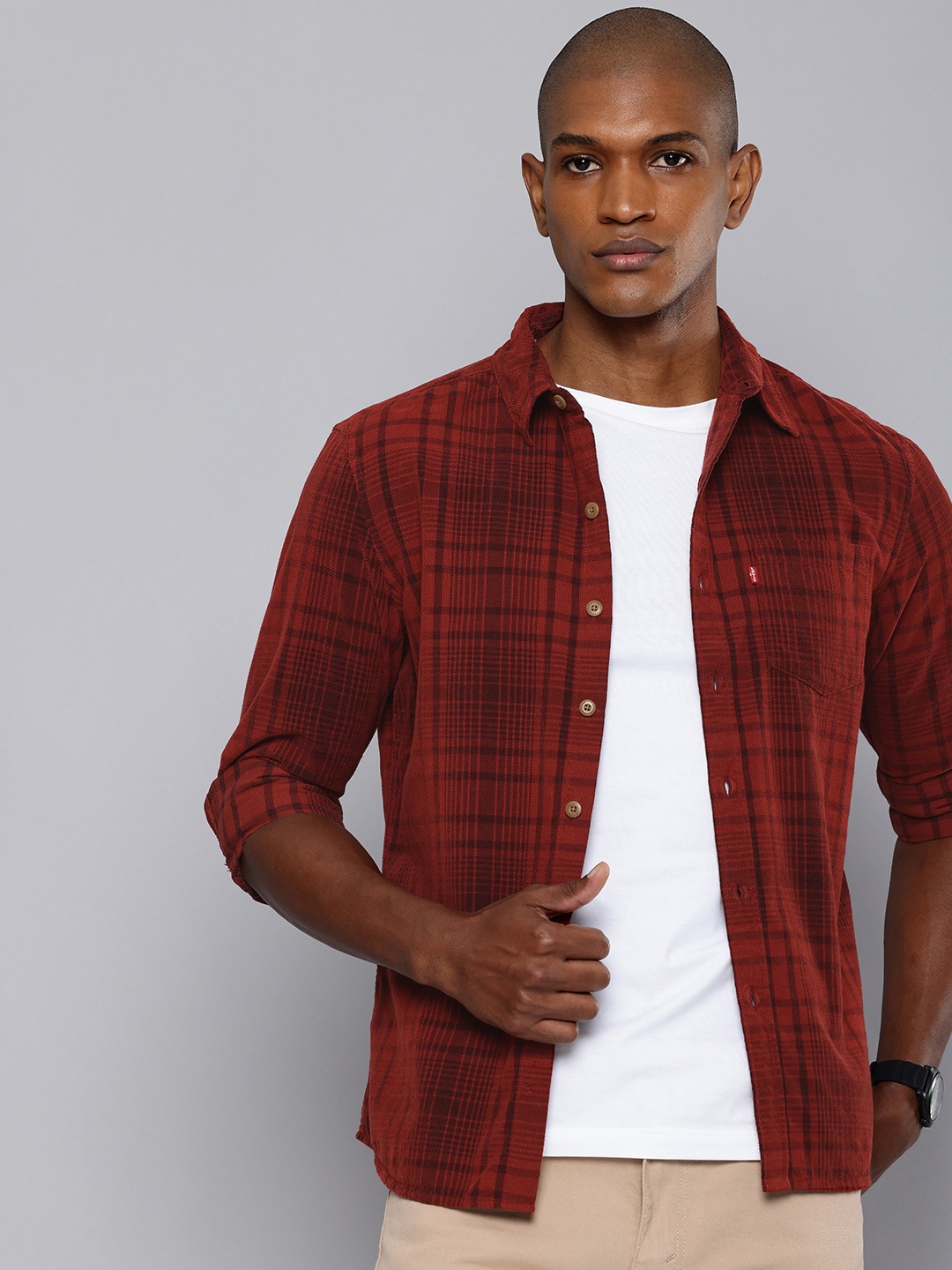 

Levis Checked Pure Cotton Casual Shirt, Maroon