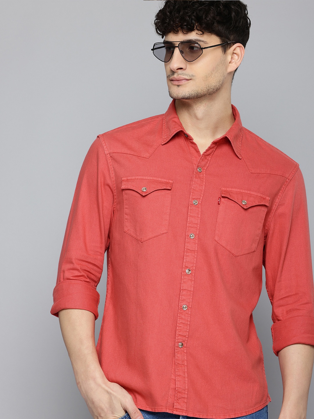 

Levis Slim Fit Denim Casual Shirt, Red