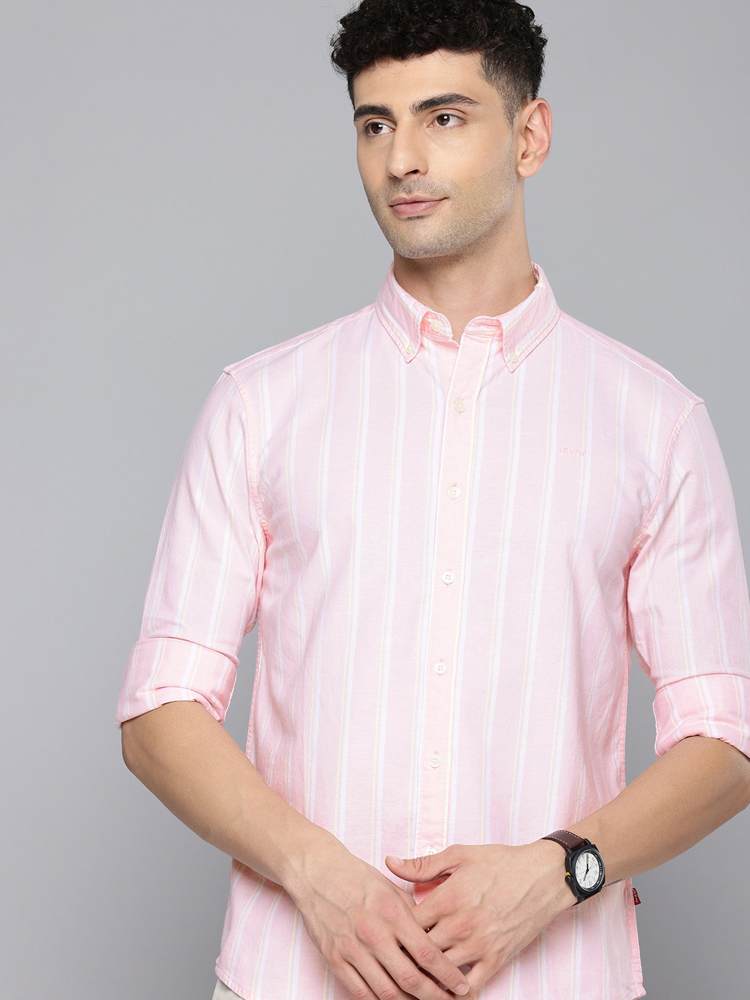 

Levis Striped Slim Fit Casual Shirt, Pink
