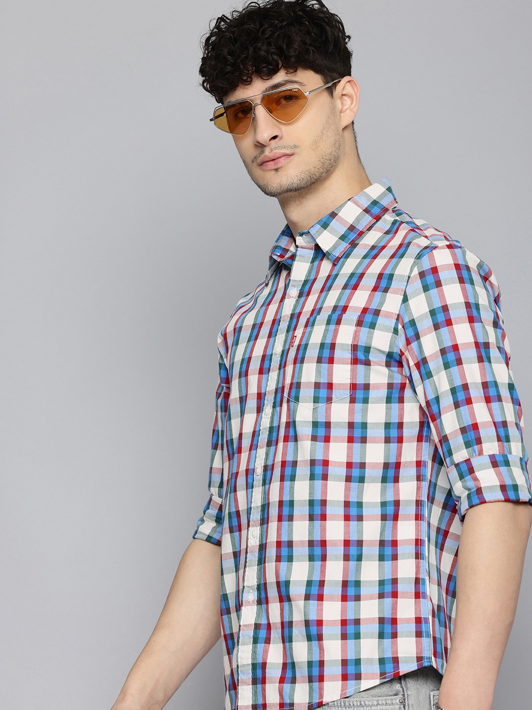 

Levis Pure Cotton Slim Fit Opaque Checked Casual Shirt, Multi