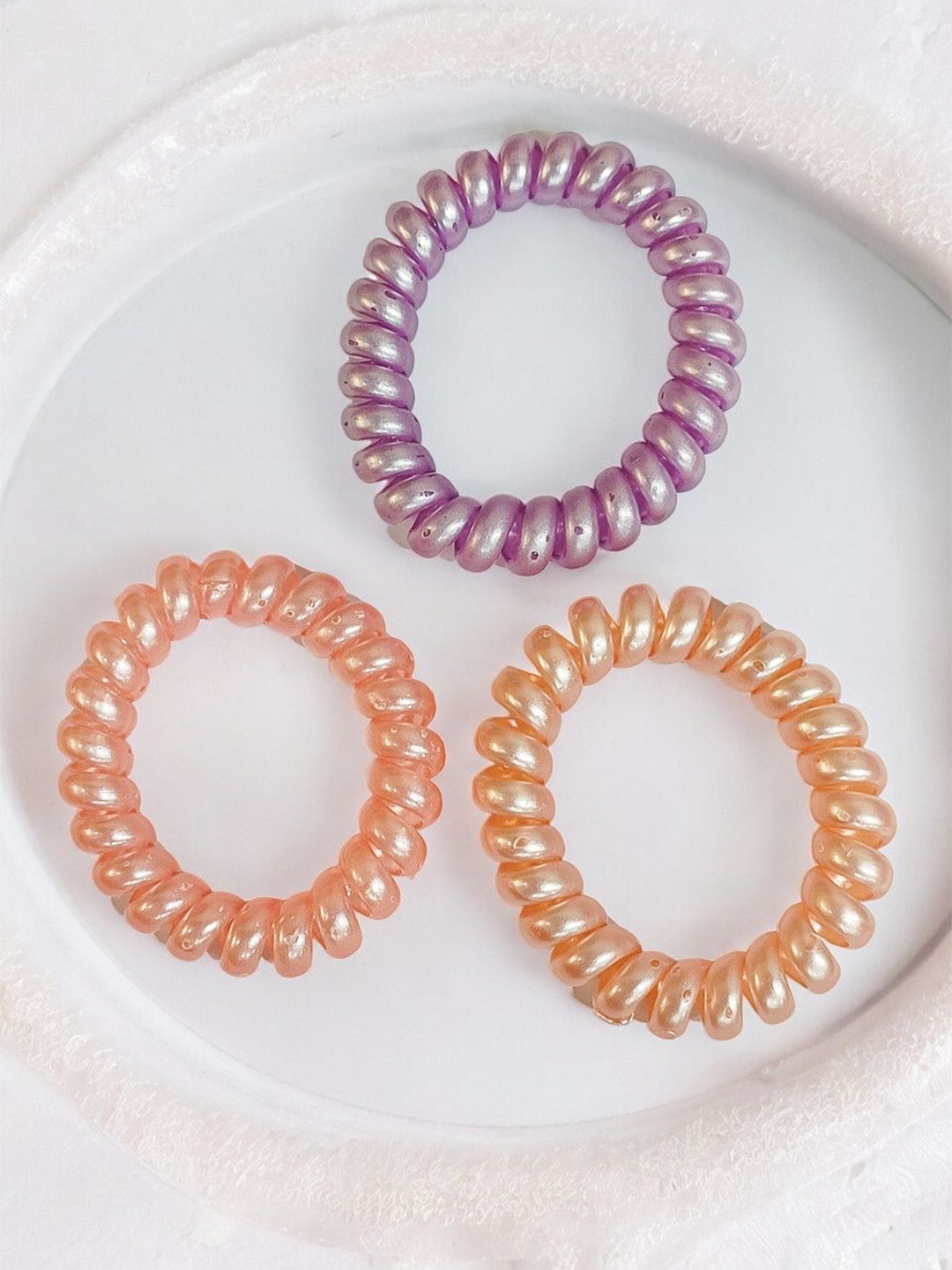

FEMMIBELLA Girls Set of 3 Ponytail Holders, Purple